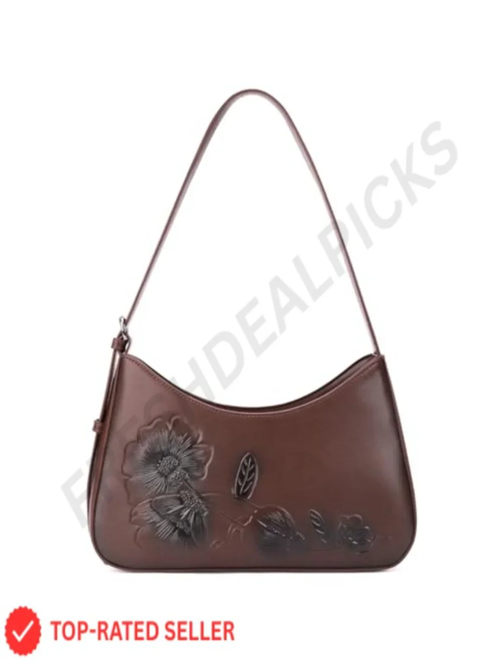 Vegan Leather Hobo Shoulder Bag Small Crescent Purse Adjustable Strap